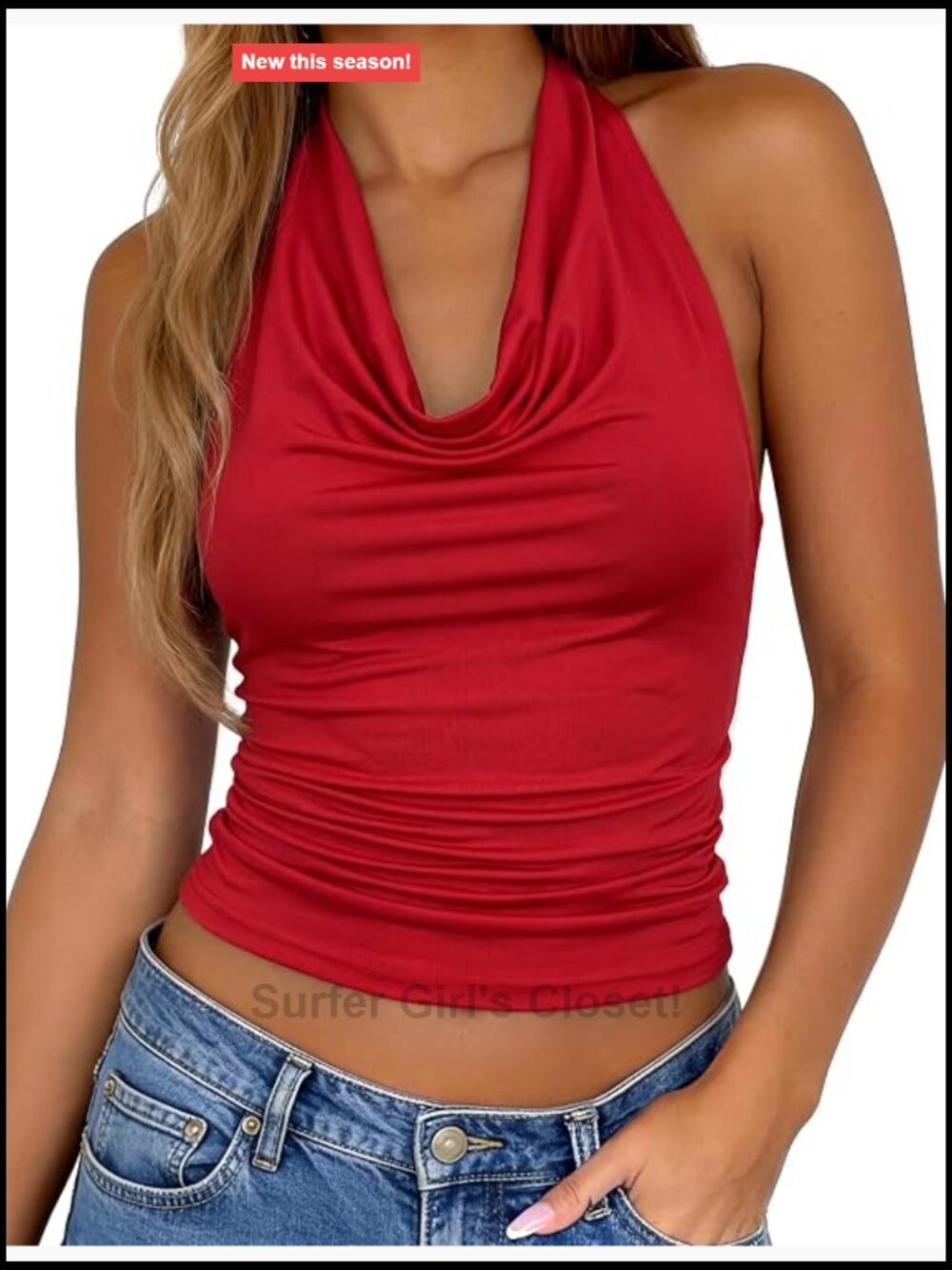 Women's Sexy Open Back Halter Tank Top Cowl Neck Sleeveless Summer Going Out Top